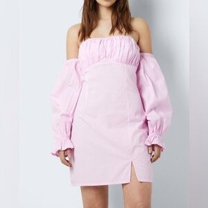 Noisy May Chiara Off the Shoulder Long Sleeve Cotton Minidress